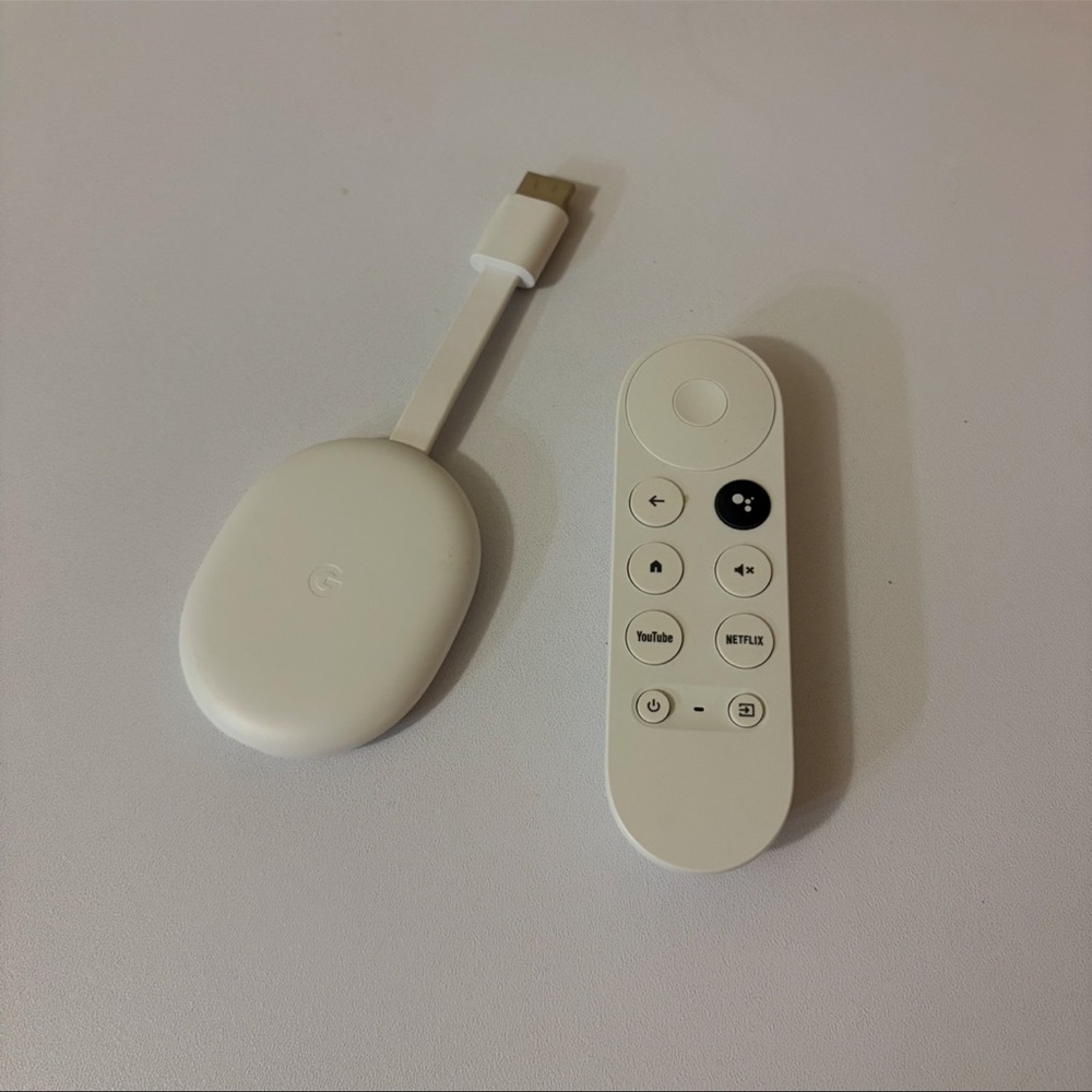 Google Streaming Device and Remote in White